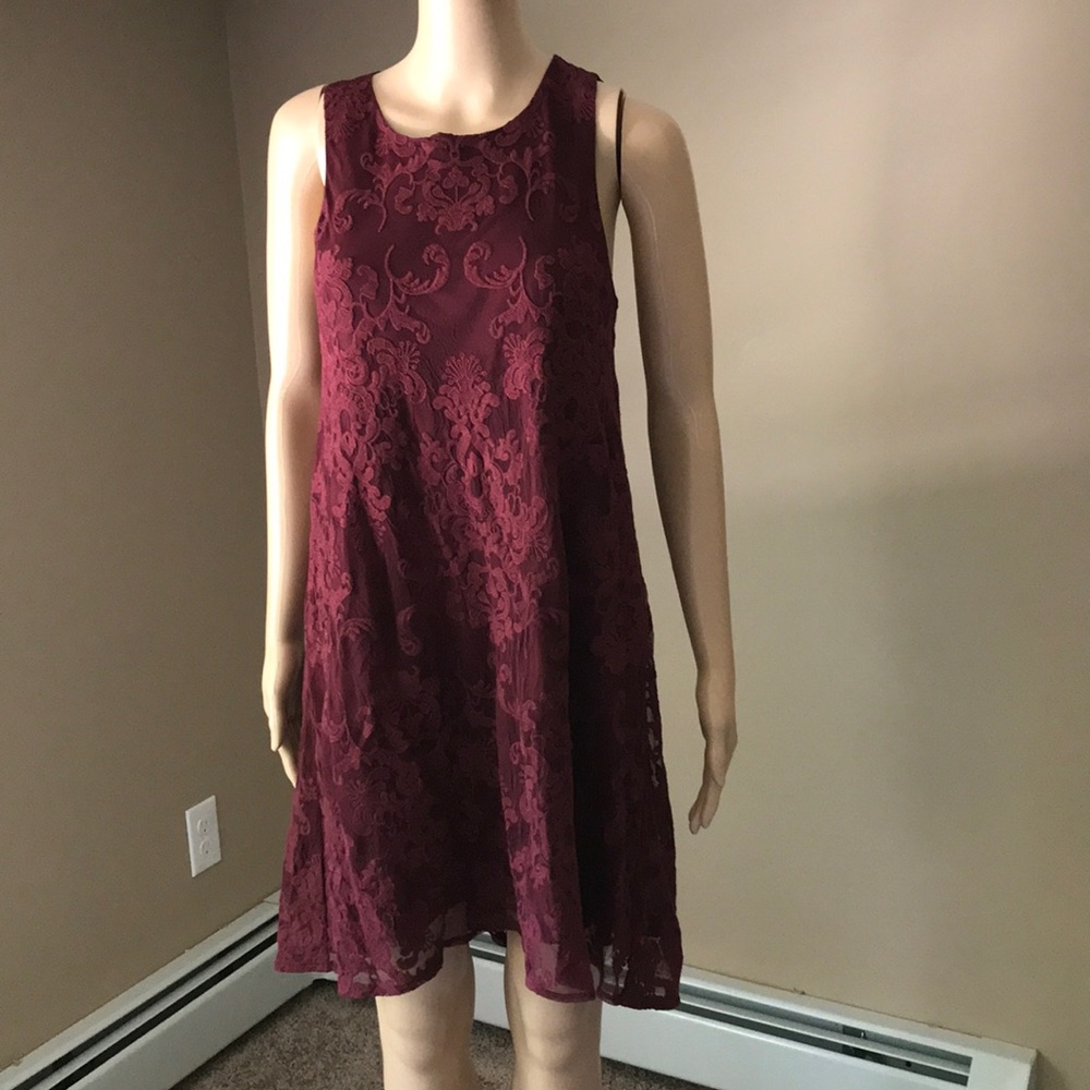 BB Dakota wine red lace sleeveless dress Sz XS